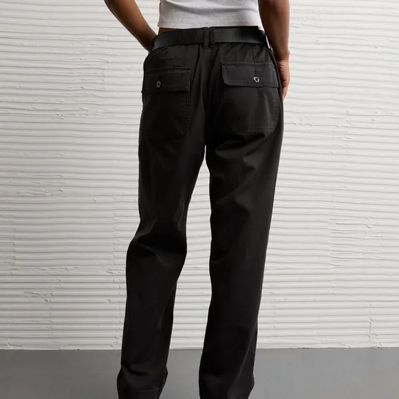 American Eagle Women’s Stretch Low-Rise Baggy Utility Pants Small Onyx Black - Picture 5 of 10